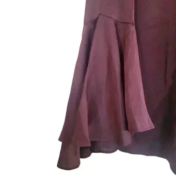 Ann Taylor Women's Burgundy Vino Polyester Charmeuse Bell Sleeve Top NEW - Picture 7 of 10